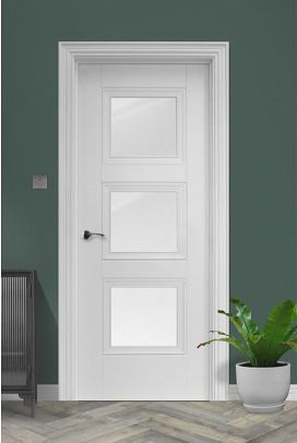 Amsterdam 3-Lite (40mm) White Primed Pre-Glazed door