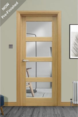 Contemporary 4 Lite Unglazed White Oak Door (40mm)