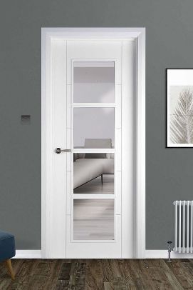 Iseo 4 Lite (40mm) White Primed Pre-Glazed Clear Toughened Glass