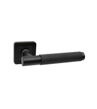 Knurled Flat Black Square Rose Handle