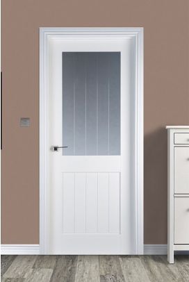 Mexicano 1 Lite (40mm) Pre-Glazed 'Diamond Cut' White Primed Door